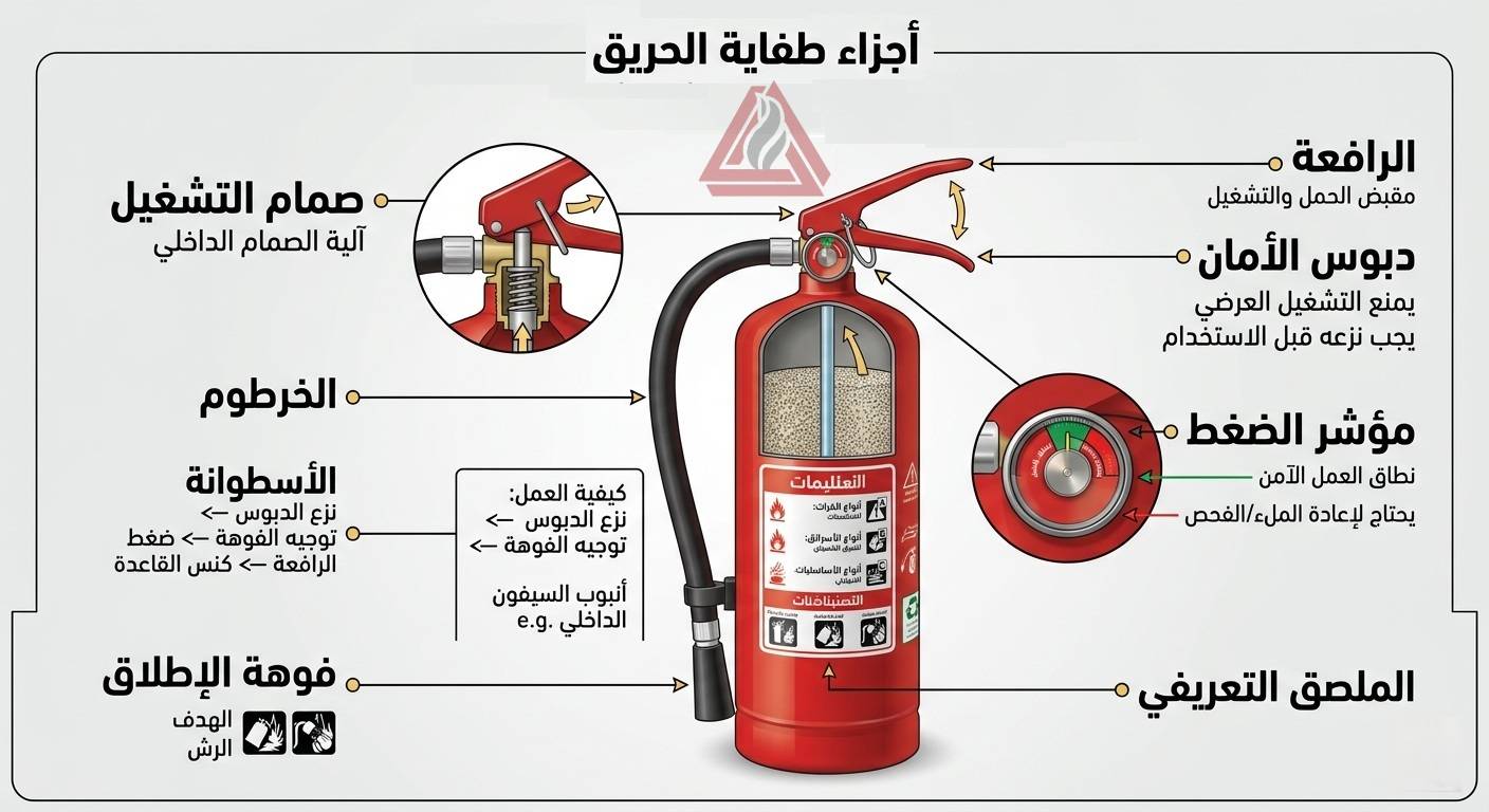 أجزاء طفاية الحريق بالصور