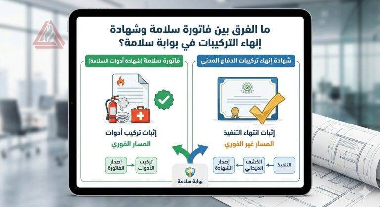 ما الفرق بين فاتورة سلامة وشهادة إنهاء التركيبات في بوابة سلامة؟